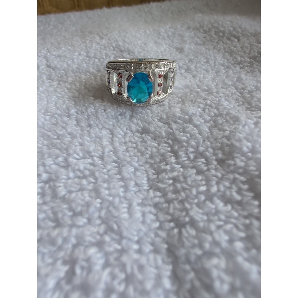 Men 925 Sterling Silver Ring Oval Cut Cubic Zirconia CZ Size‎ 10